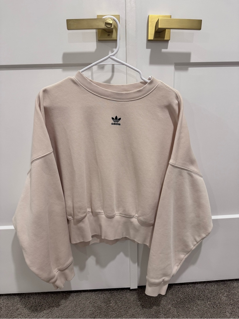 adidas Cropped Crewneck Sweatshirt in Soft Cream